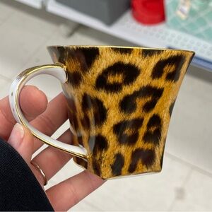 Leopard Print Mug with Gold Accents